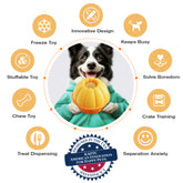 KADTC ALL IN ONE 3 in 1 Dog Durable Fillable Chew Toy & Freezer/Freezable/Frozen Lick Treat Tray Enrichment Toys & Kibble Dispensing Ball -Stuffable Peanut Butter Filling DIY Wet Food Interactive Game